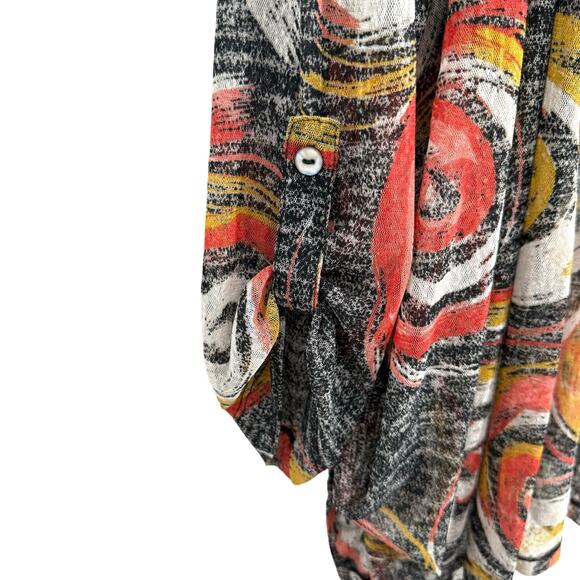 Ali Miles Sz XL Open Front Wearable Art Abstract Blouse Shirt Top Artsy Sheer - Picture 6 of 9